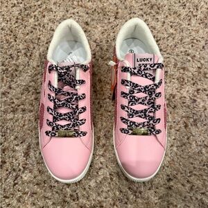 Lucky Brand Women's Pink Sneakers with Patterned Laces